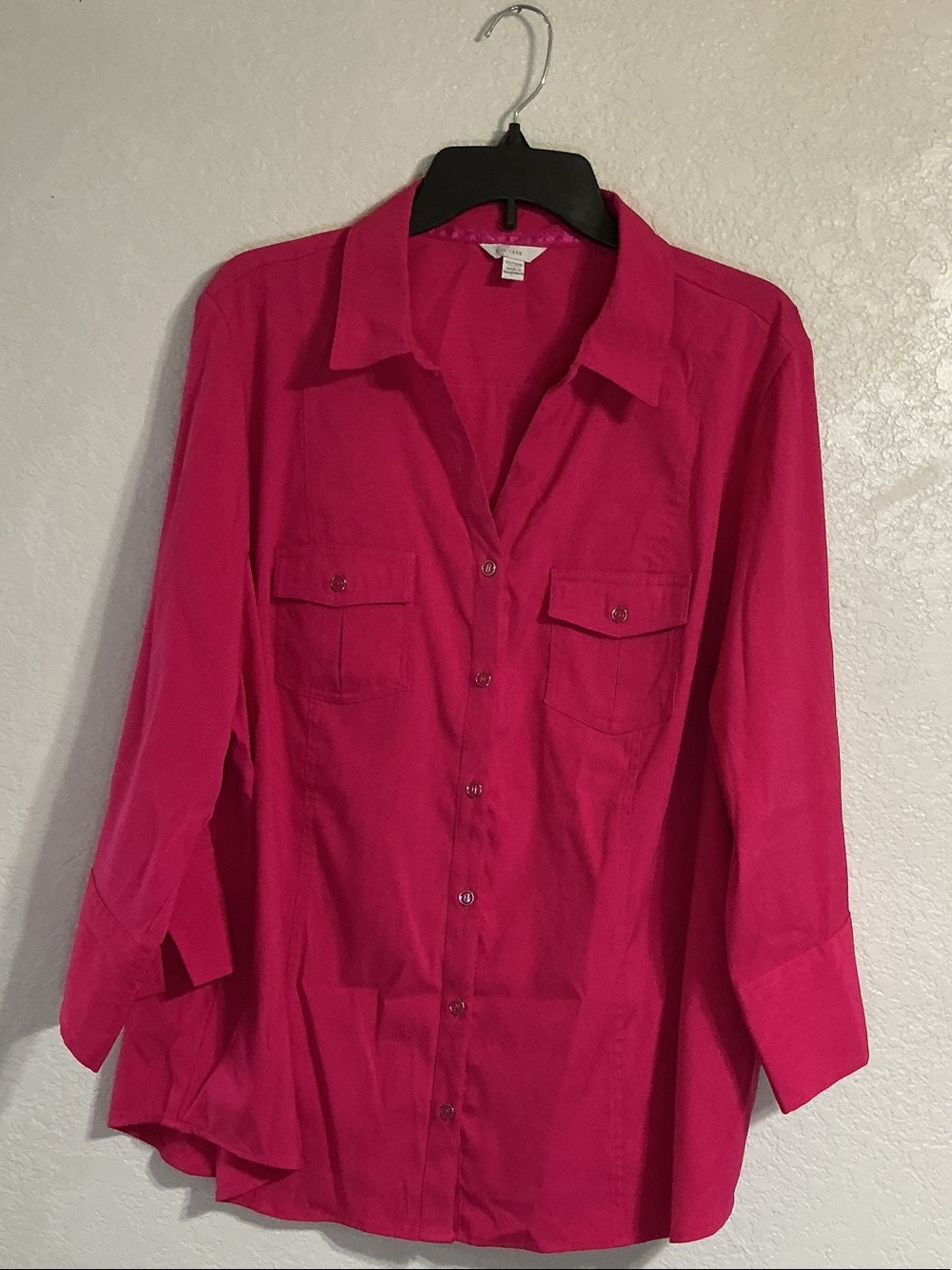 Cato Women's Button-Down Shirt Fuchsia Pink 22/24W